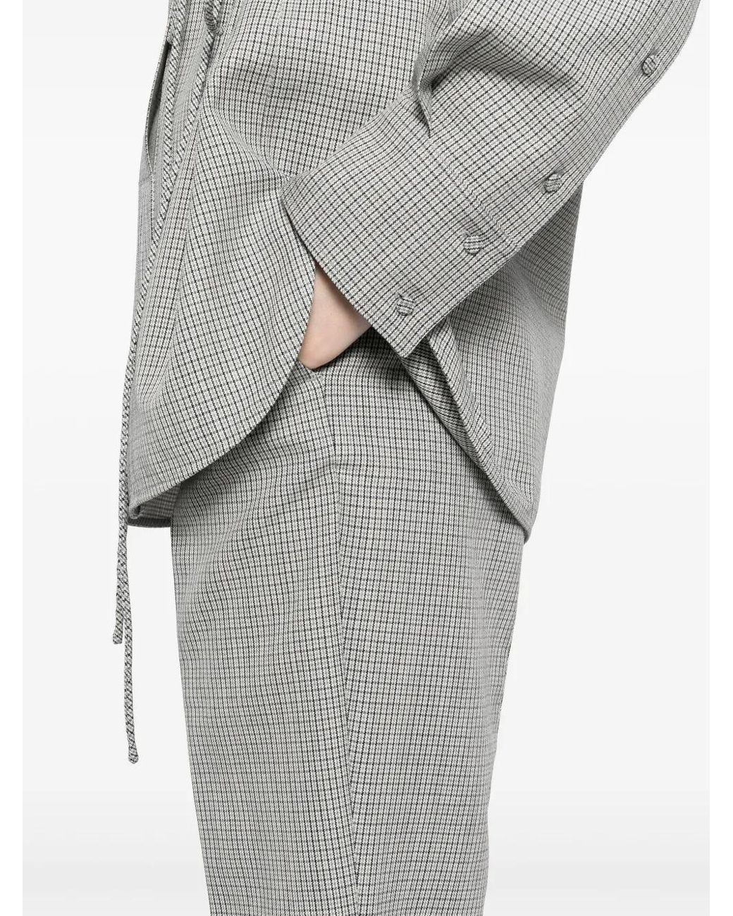Jil Sander Geruite Wollen Broek in het Gray