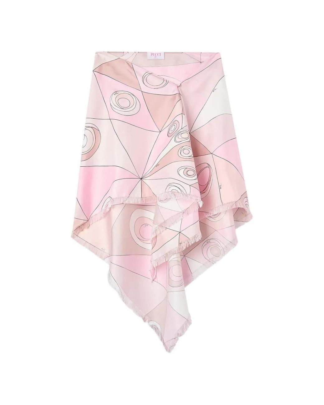 Emilio Pucci Pink Occhi-Print Asymmetrical Silk Skirt
