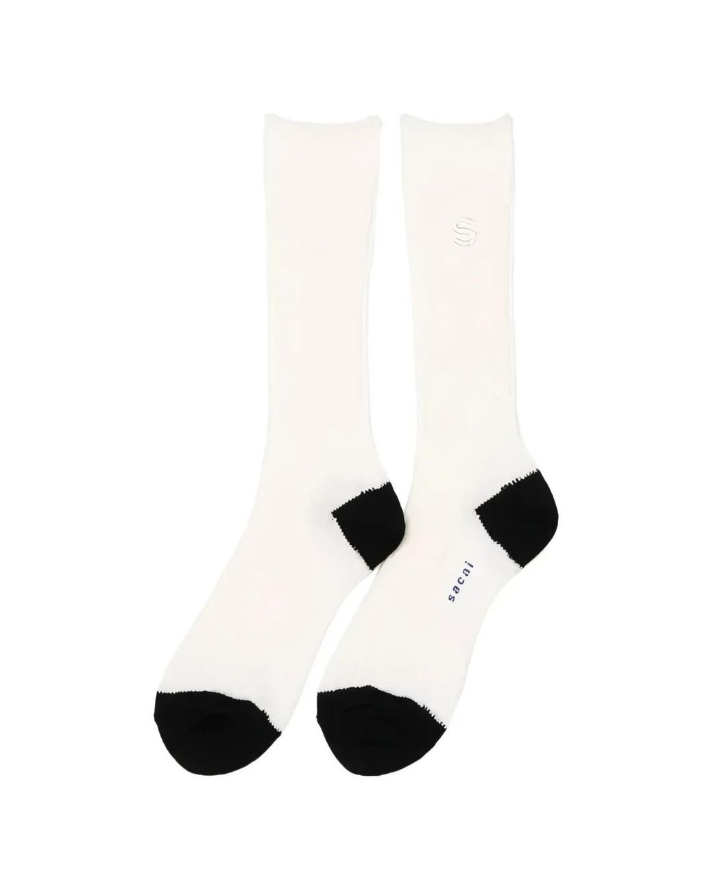 Sacai White Logo-Embroidered Colour-Block Socks for men