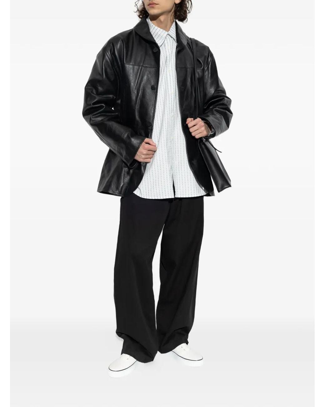 Jacquemus Black The Gardian Leather Button-Up Jacket for men