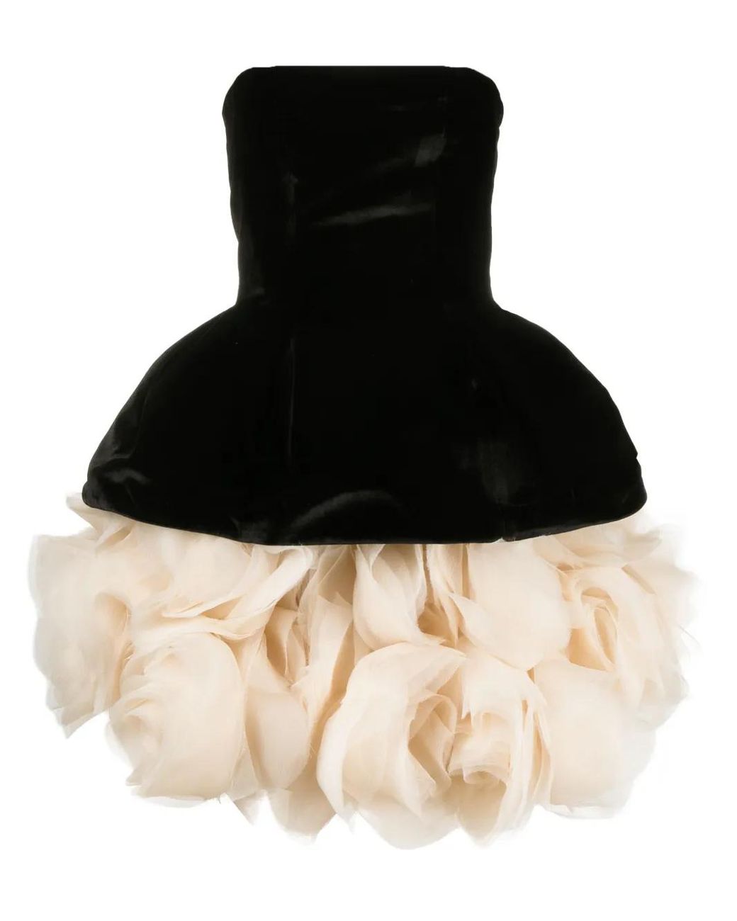 Ana Radu Black Petal-Layered Velvet Mini Dress