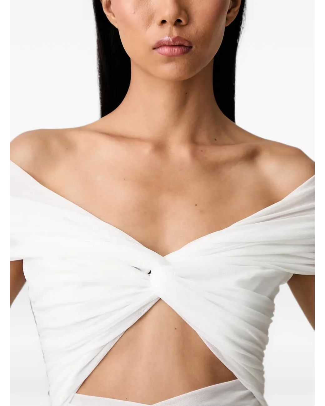 Bardot White Twist-Detail Cut-Out Top