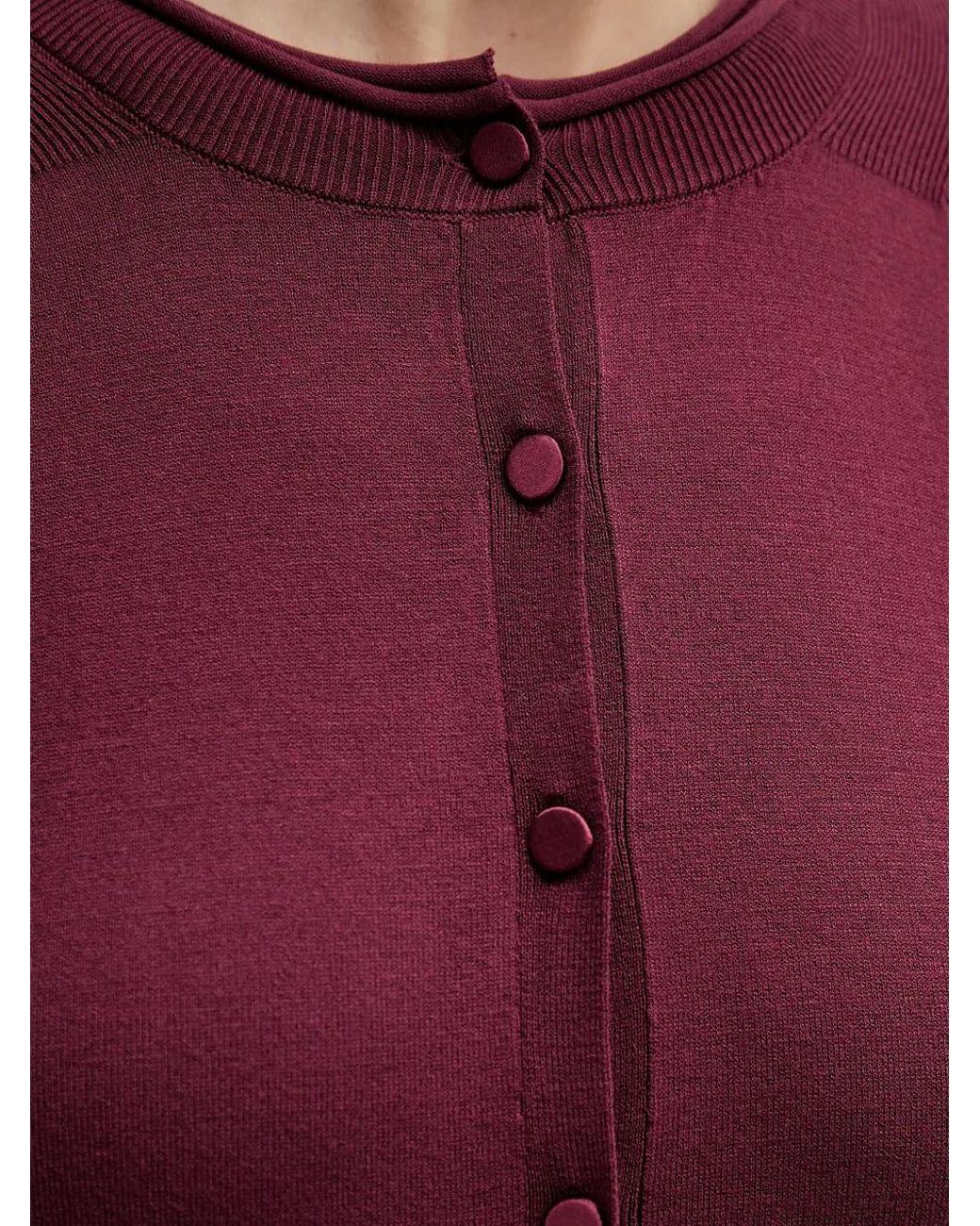 Sisley Purple Cardigan À Bords Côtelés
