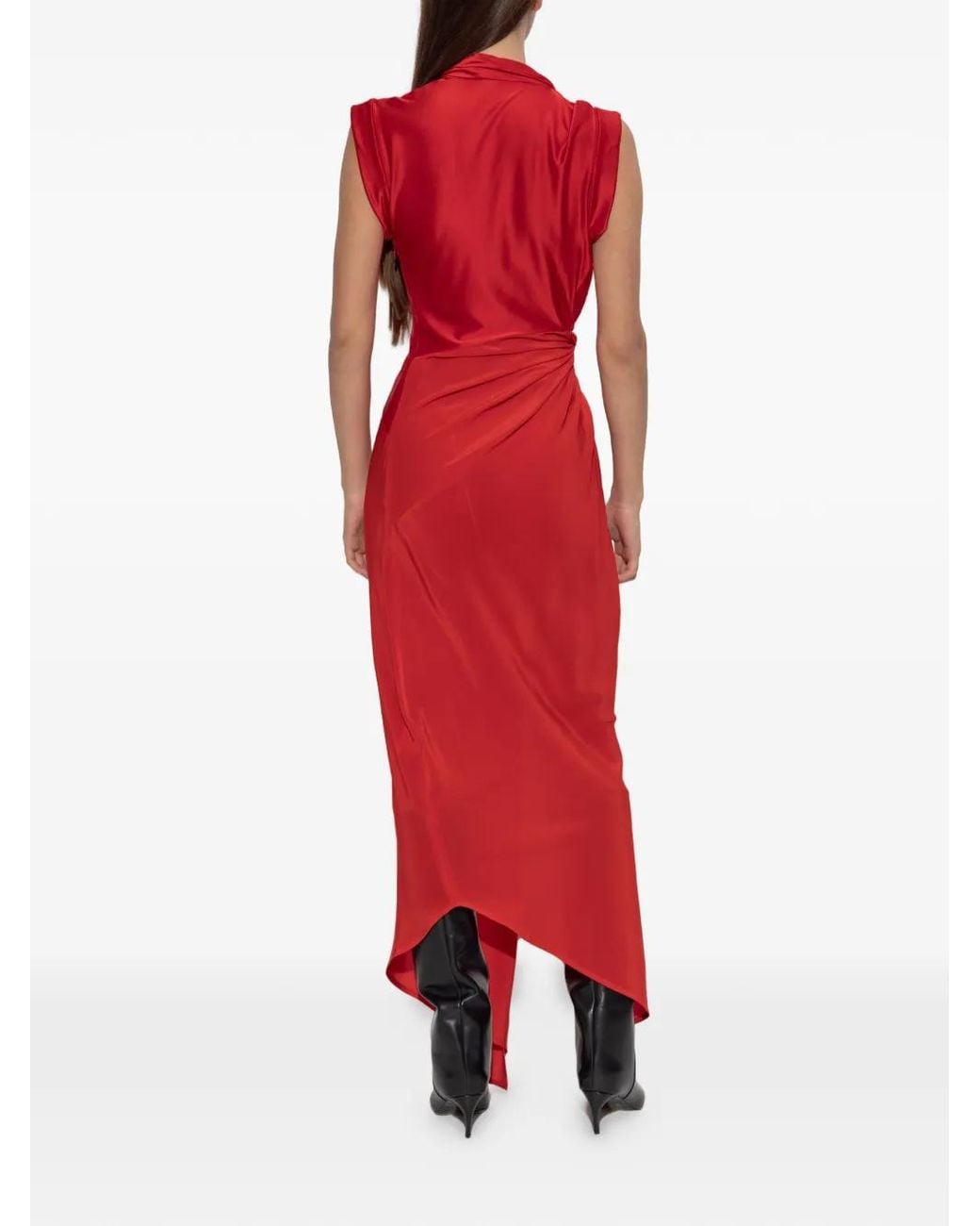 Victoria Beckham Red Twist Long Dress