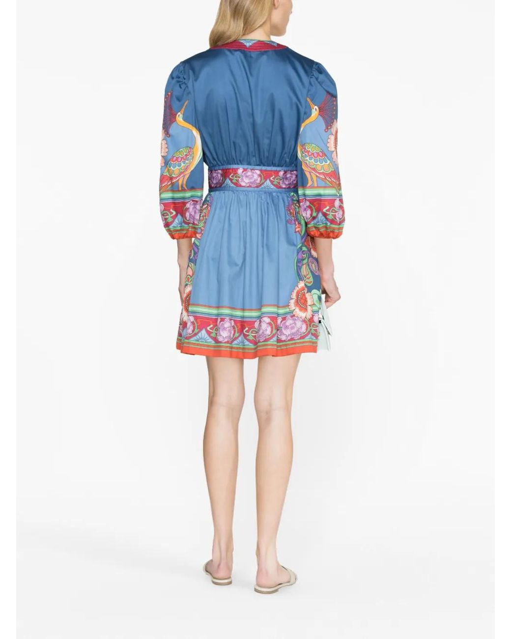 LaDoubleJ Blue Margherita Printed Cotton Minidress