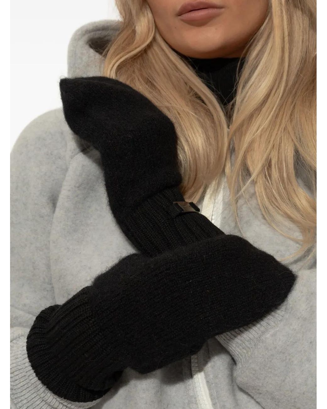 Canada Goose Black Ribbed-Cuff Alpaca-Wool Gloves