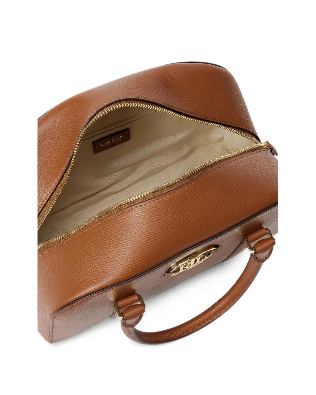 Ralph Lauren Brown Logo-Plaque Leather Tote Bag