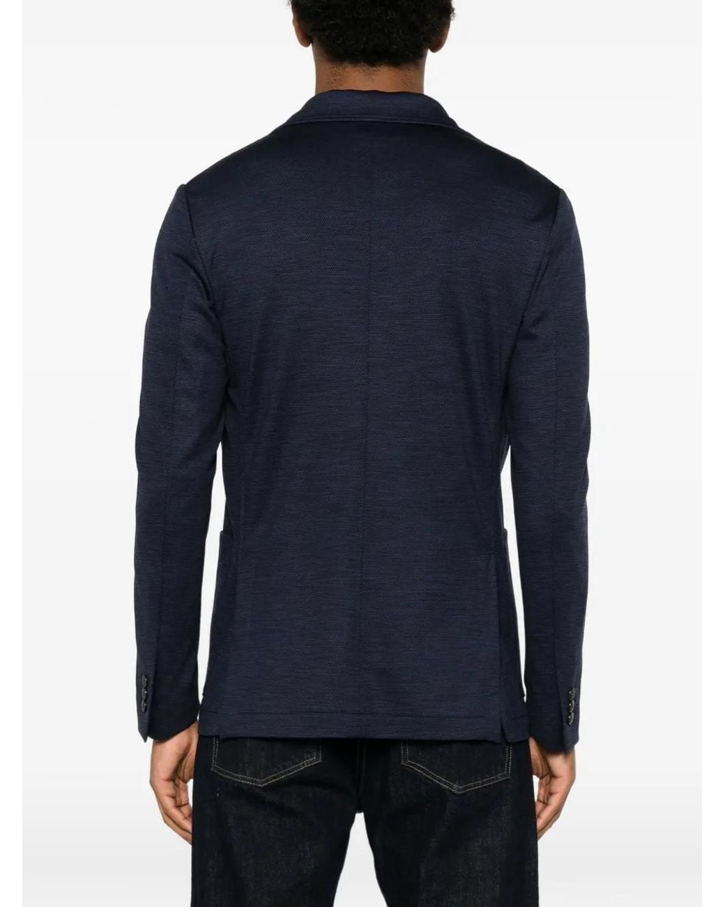 Canali Blue Blazer En Laine À Poches Plaquées for men