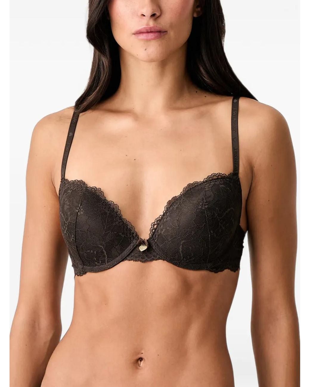 Twinset Black Lace-Trim Push-Up Bra