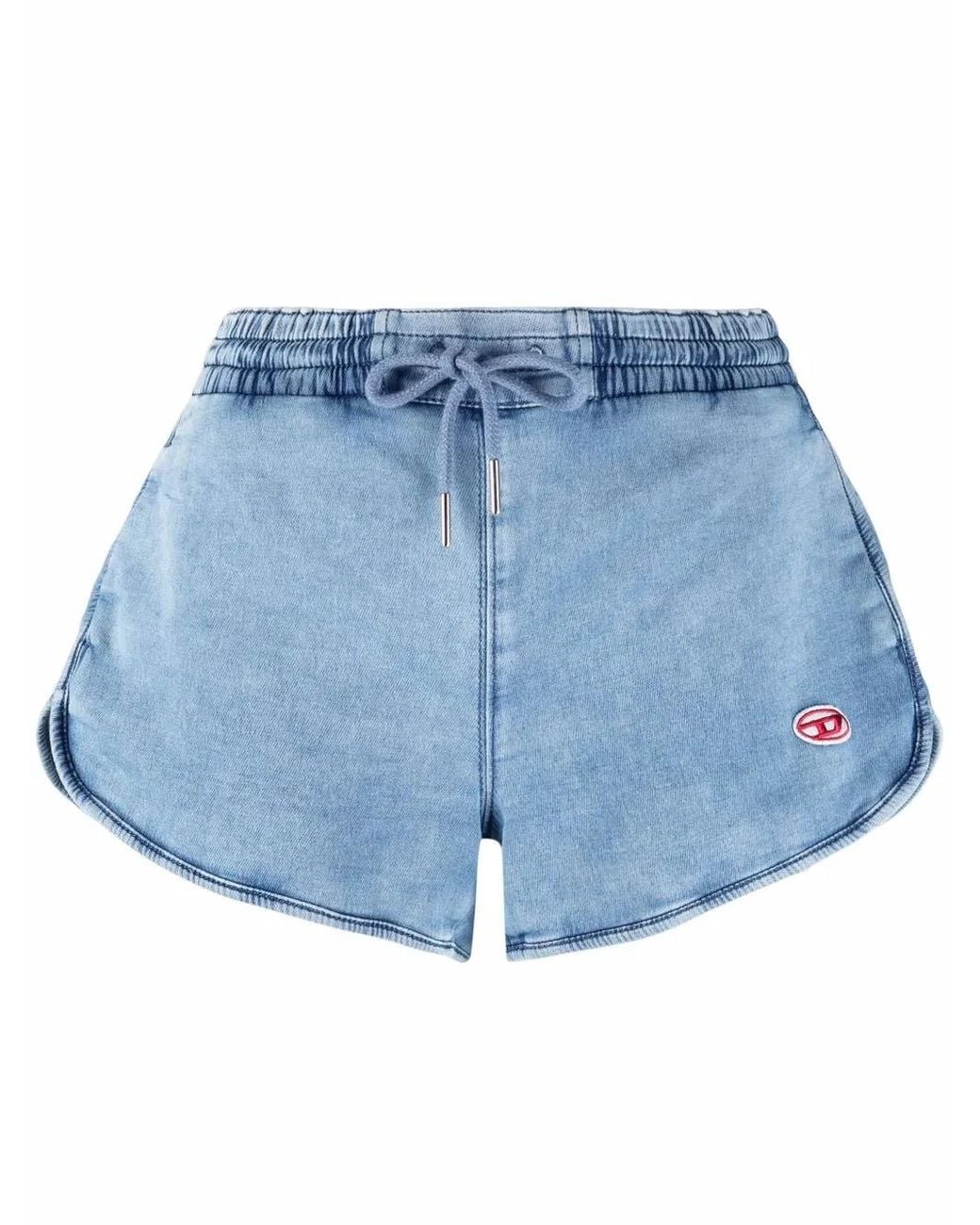 DIESEL Blue Logo Patch Drawstring Shorts