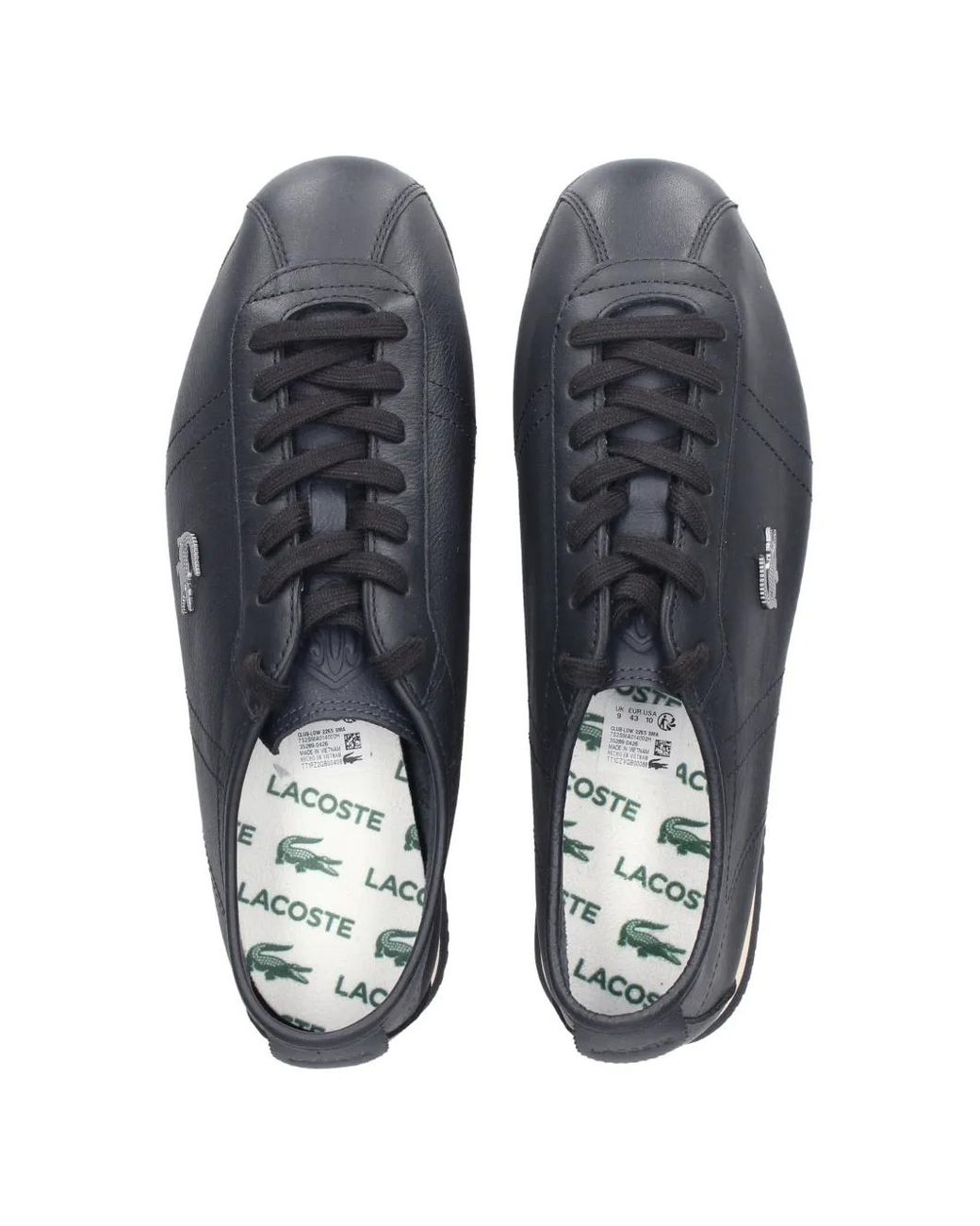 Lacoste Black Club-Low Logo-Plaque Leather Sneakers for men