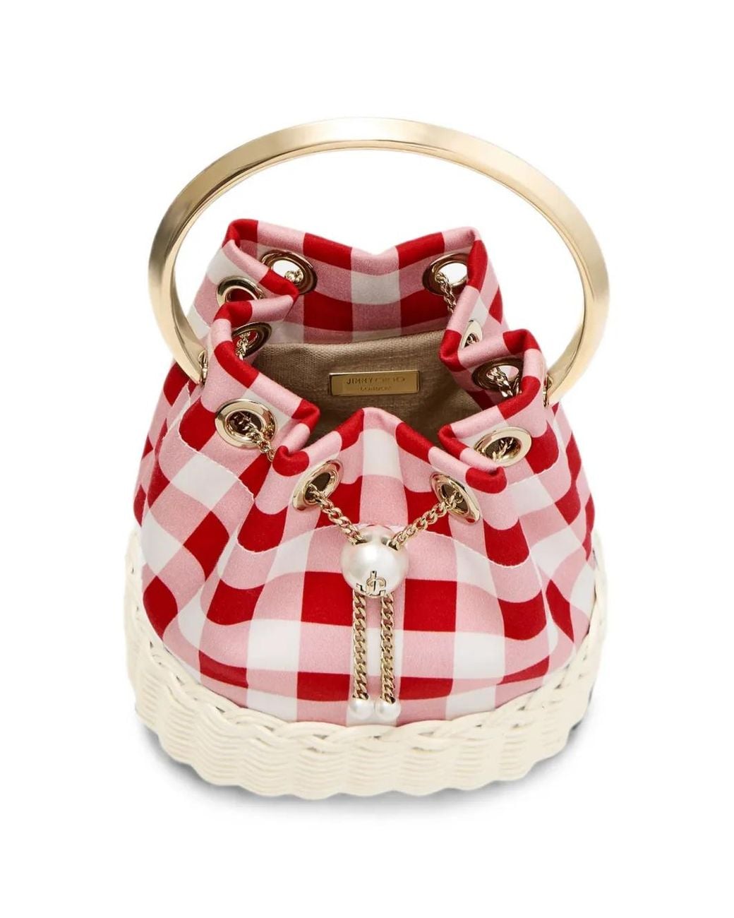 Jimmy Choo Red Bon Bon Check Pattern Shoulder Bag