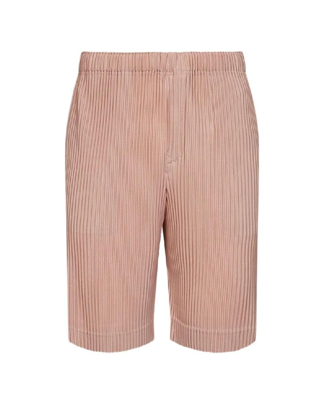 Homme Plissé Issey Miyake White Pleated Shorts for men