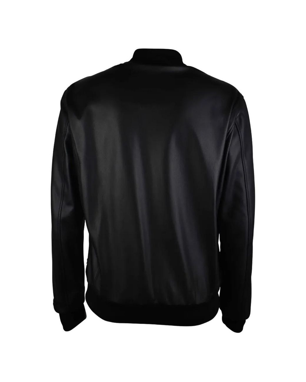Philipp Plein Black Hexagonal-Logo Leather Bomber Jacket for men