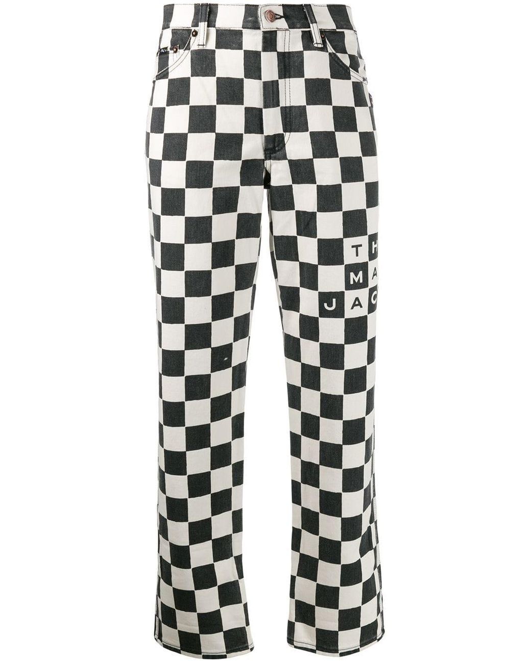 Marc Jacobs Checkered Straight-leg Jeans in Black | Lyst
