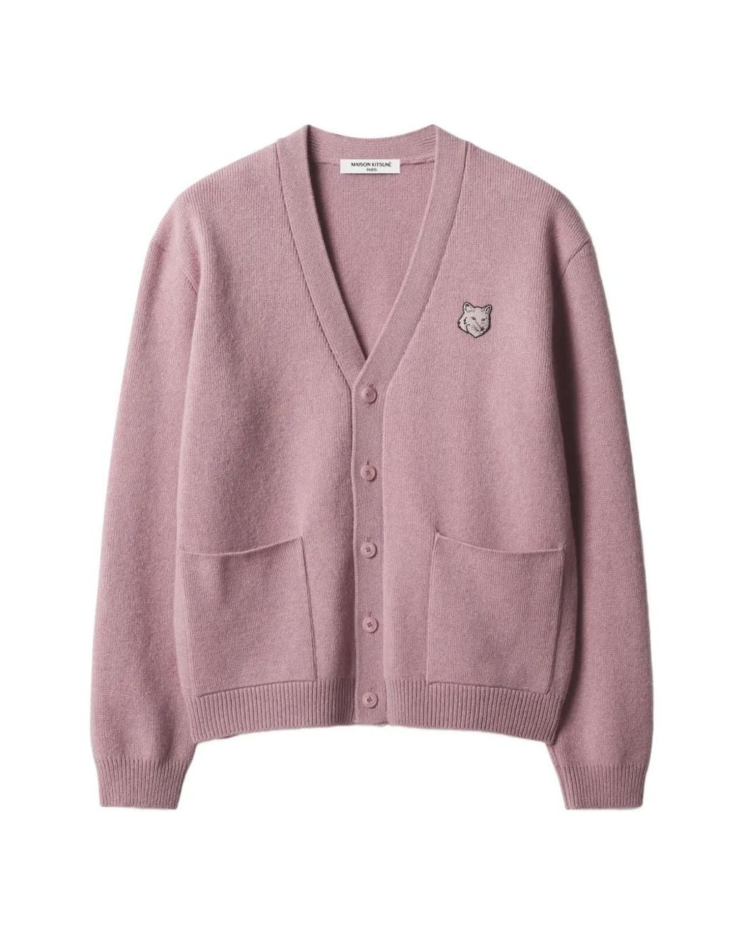 Maison Kitsuné Pink Cardigan Fox Head Milano En Laine for men