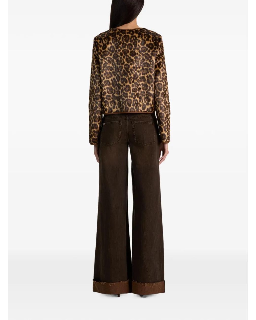 Alice + Olivia Brown Manteau En Fourrure Artificielle À Imprimé Léopard Alma