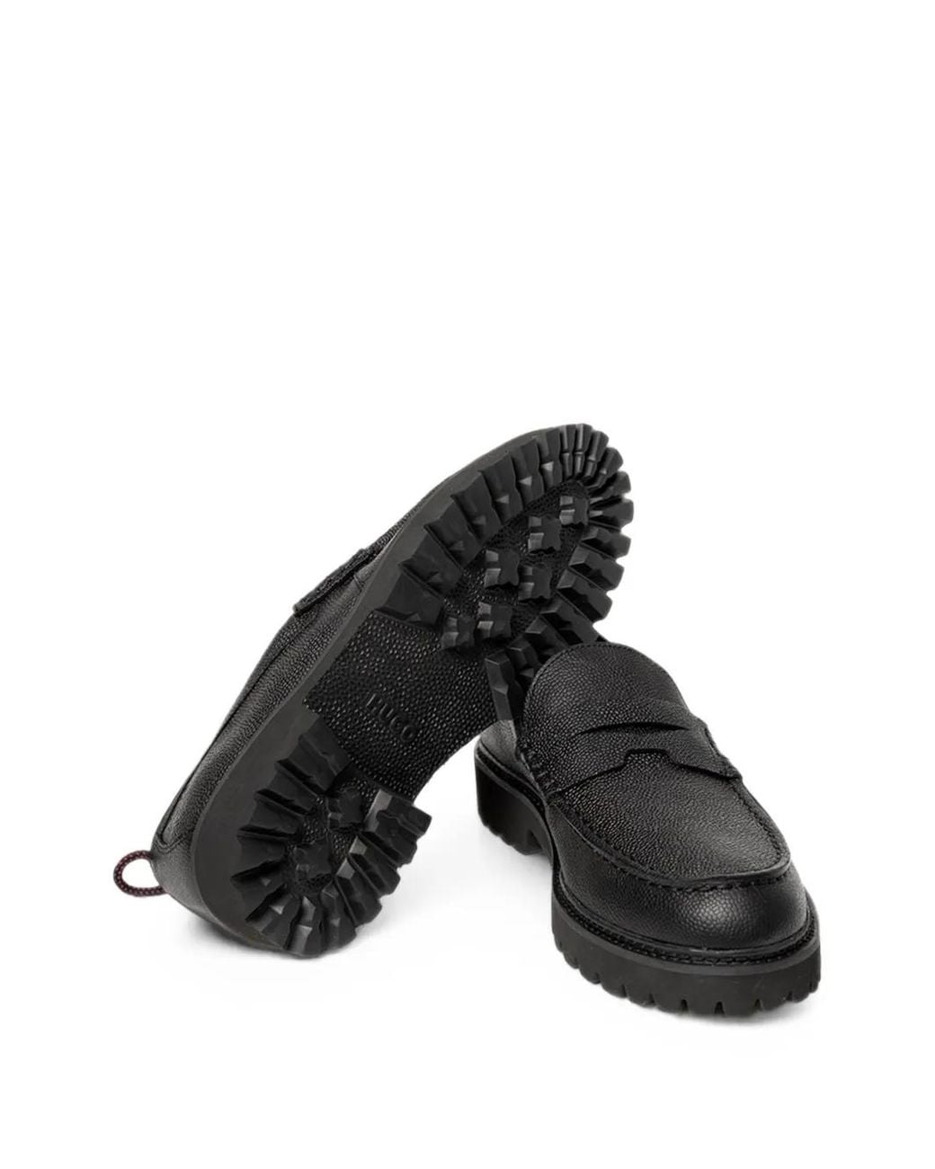 HUGO Black Lug-Sole Loafers for men