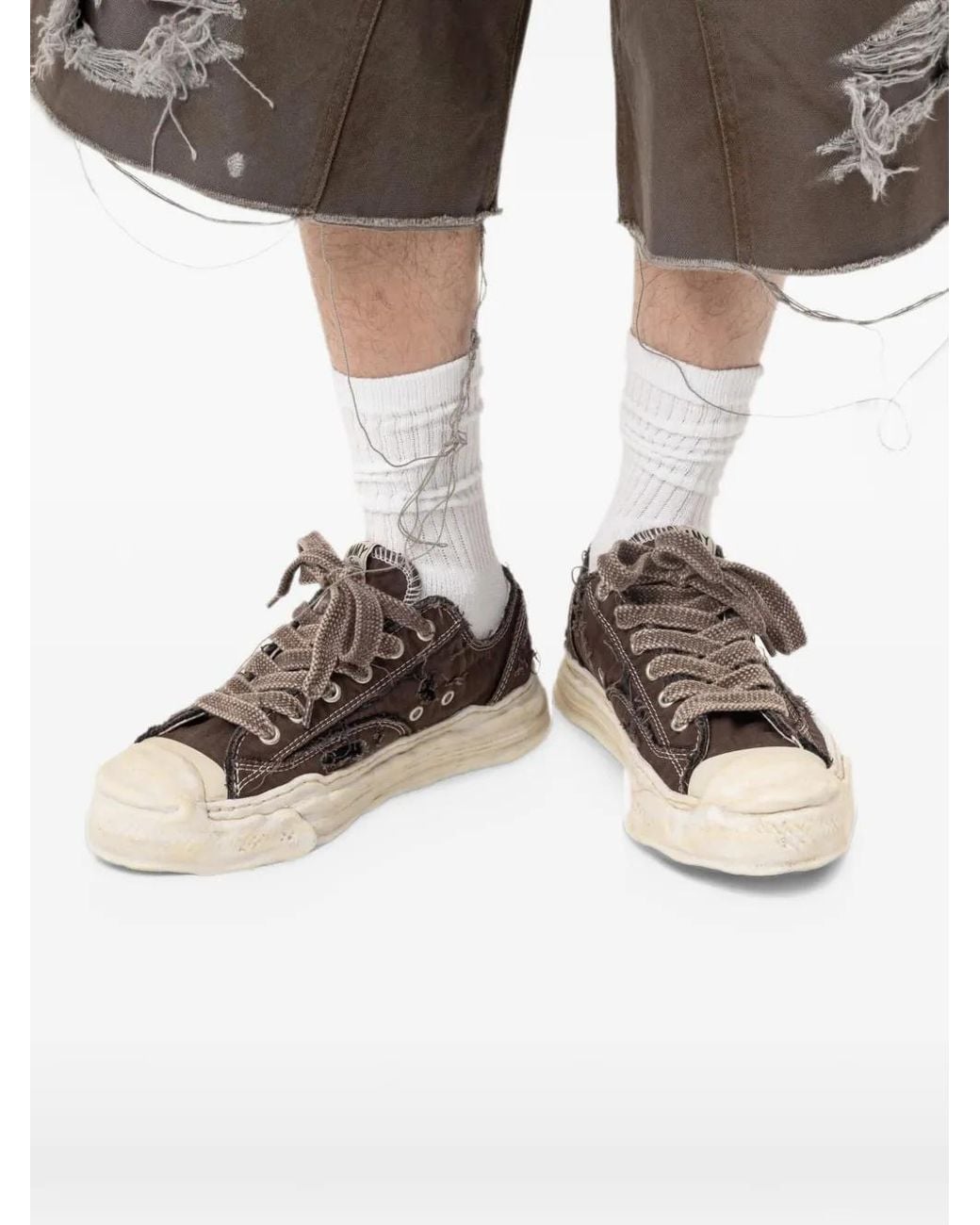 Maison Mihara Yasuhiro White "Hank" Og Sole Ripped Overdye Canvas Low-Top Sneakers for men