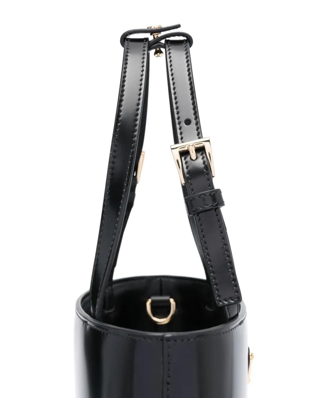 Prada Black Triangle Logo-Plaque Bucket Bag