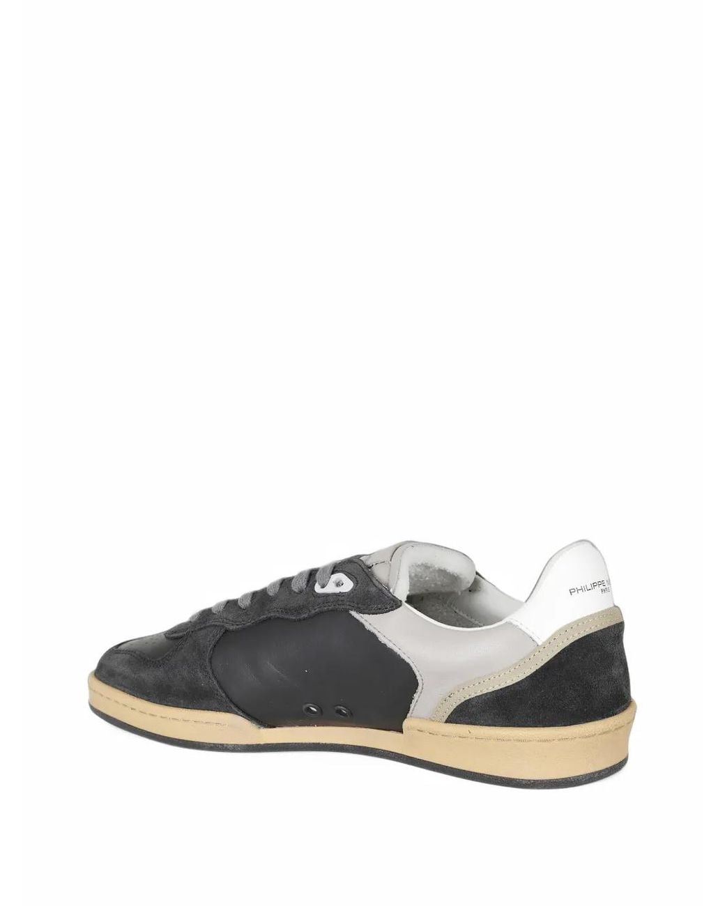 Philippe Model Black Suede-Panelled Sneakers for men