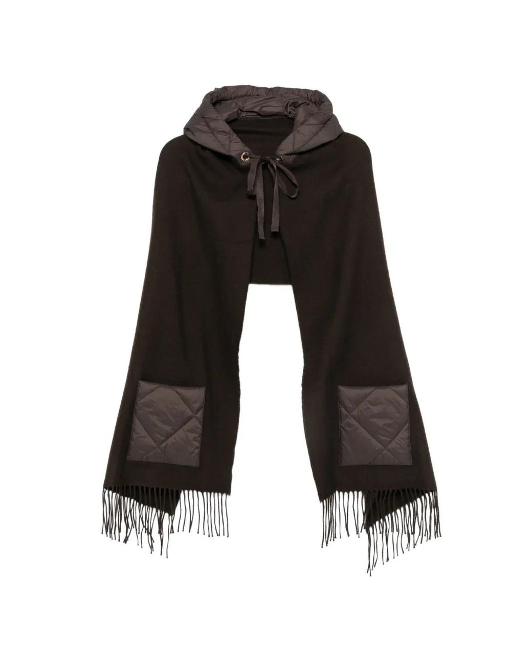Maje Black Hooded Wool Scarf