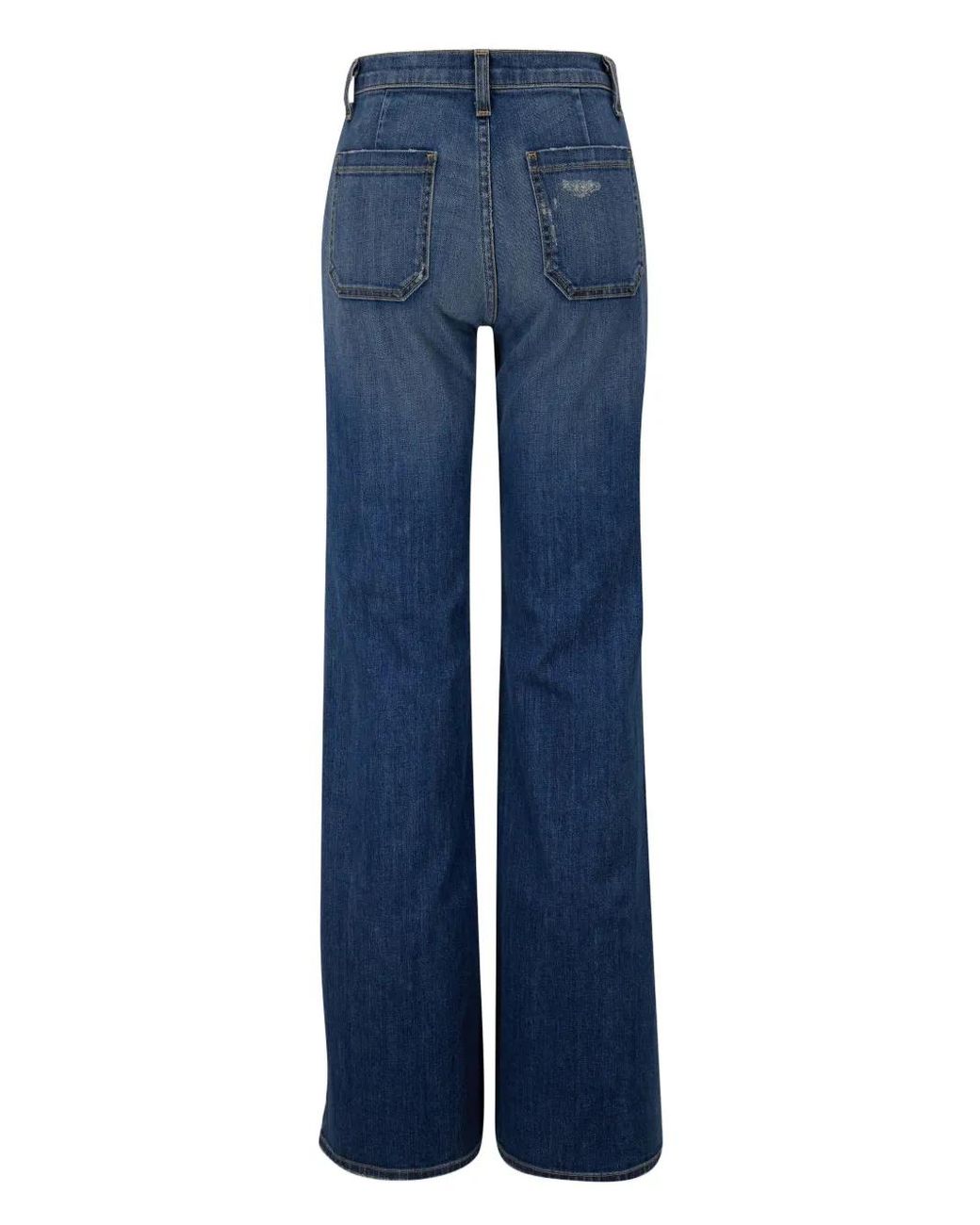 Nili Lotan Blue Patch-Pocket Wide-Leg Jeans