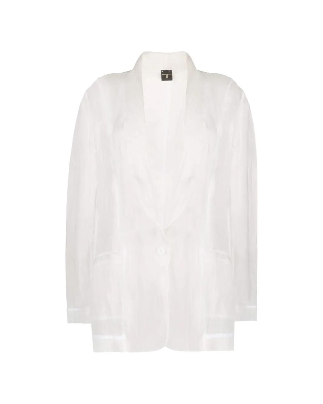 Tessitura Body Couture White Organza Silk Silk Sheer Blazer