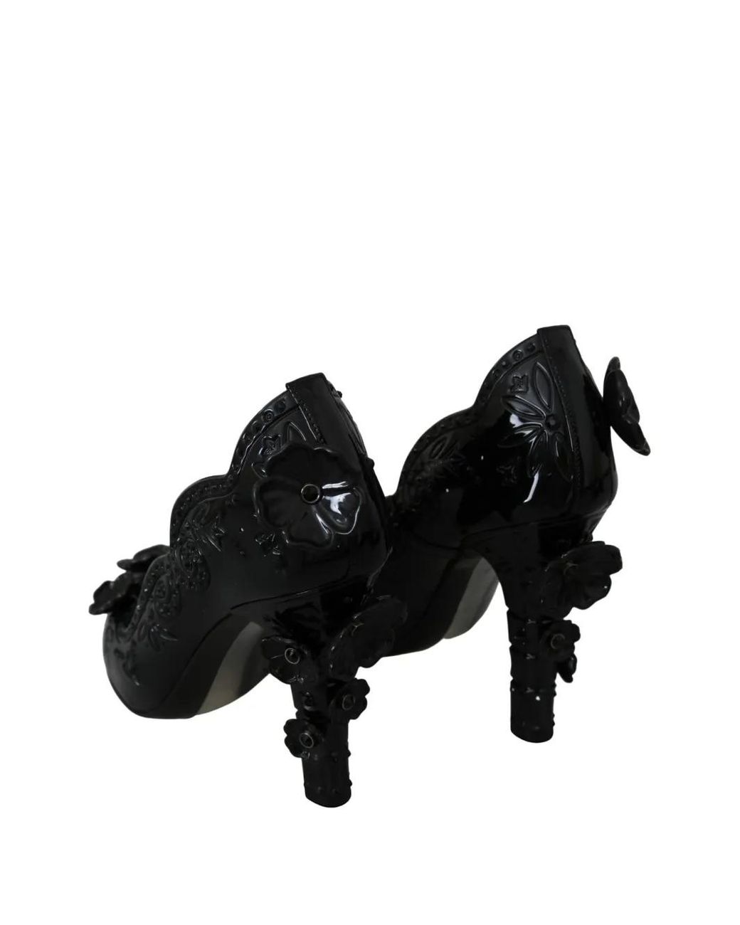 Dolce & Gabbana Black Flower-Embellished Cinderella Pumps