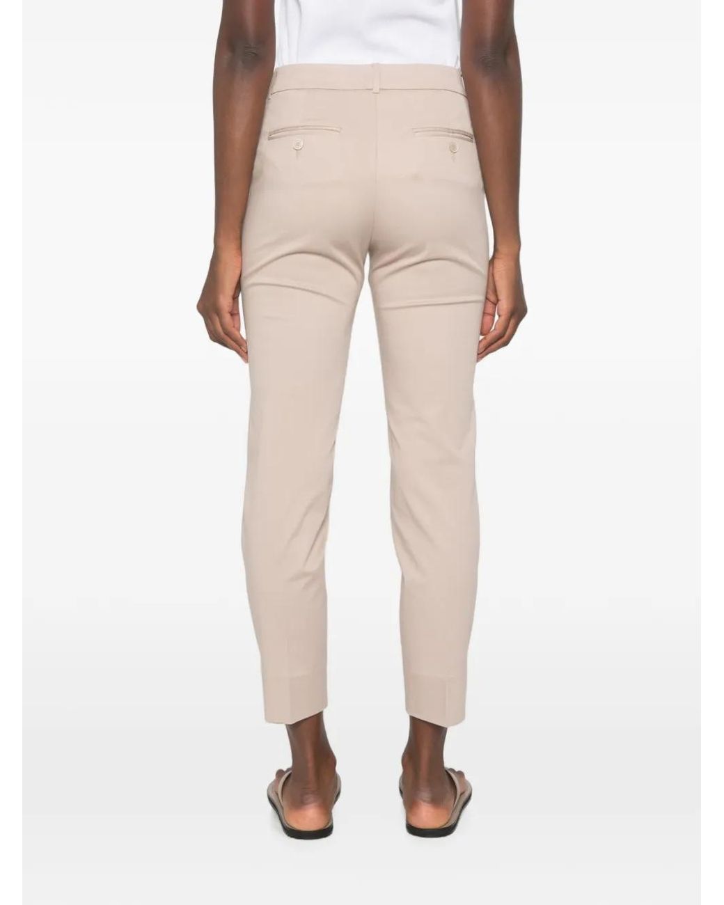 Peserico White Pantalon Crop À Ornements De Perles