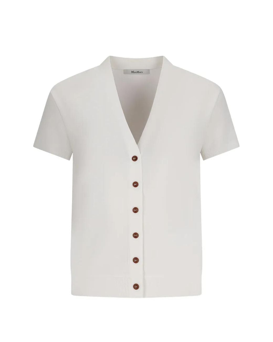 Max Mara White Short-Sleeve V-Neck Cardigan