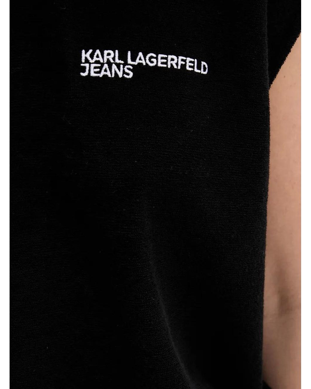 Karl Lagerfeld Black Logo-Print Drawstring Hoodie