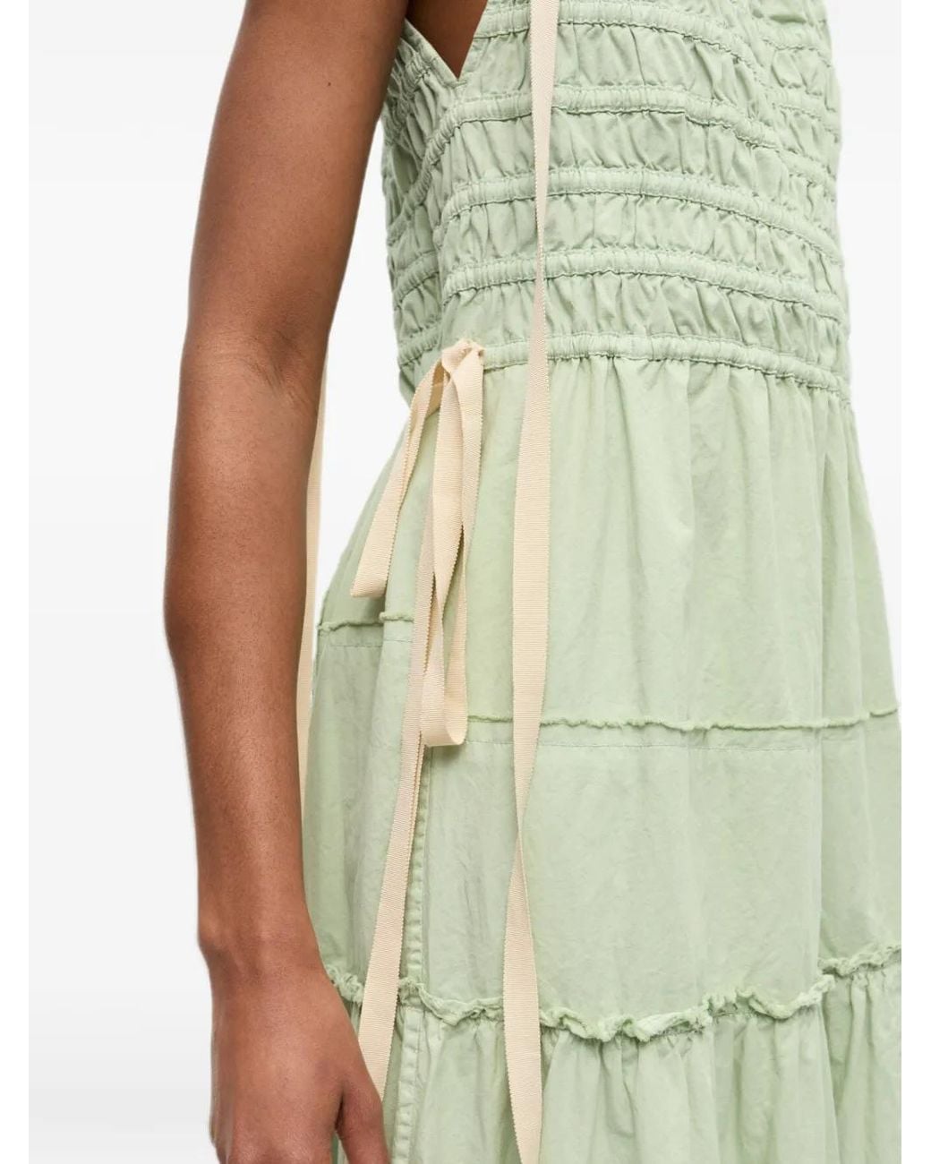 Ganni Green Tiered Dress