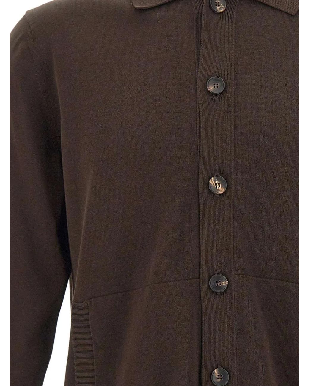 FILIPPO DE LAURENTIIS Brown Polo-Collar Button-Up Cardigan for men