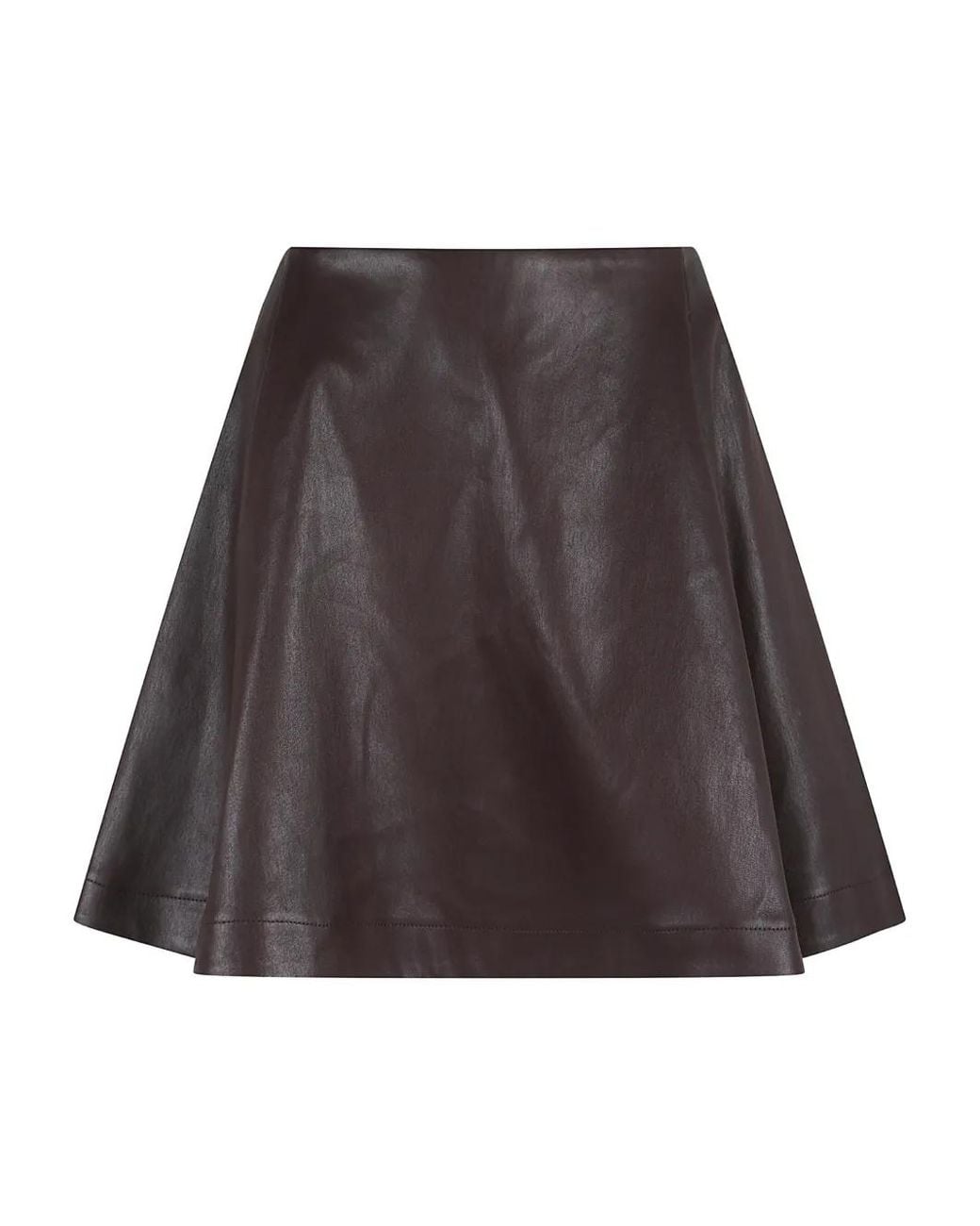 Stouls Brown Pleated Leather Skirt