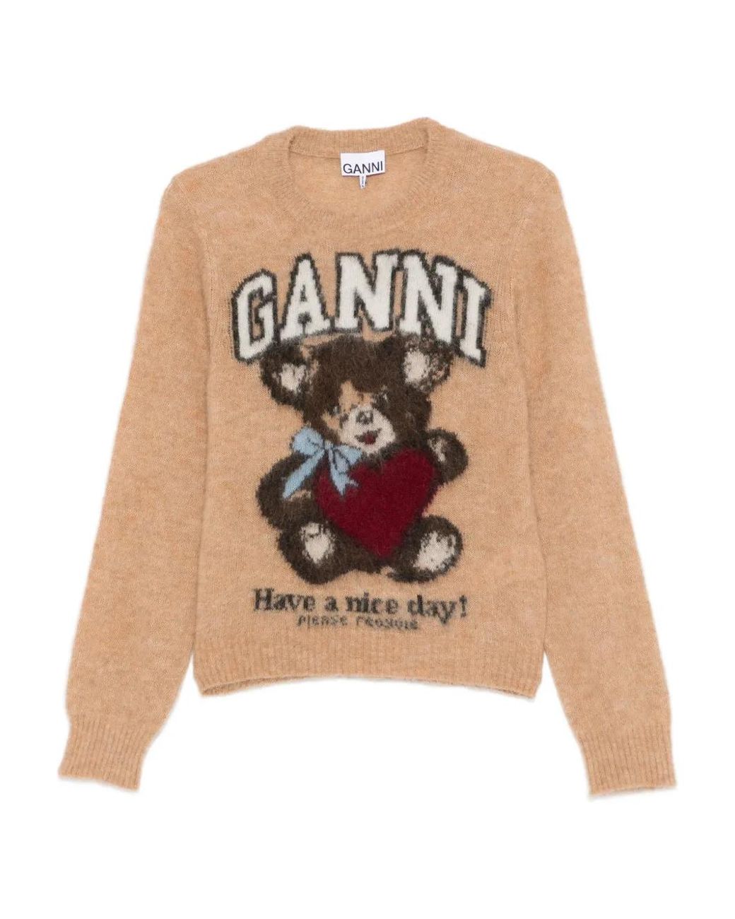 Ganni Pink Wool Crewneck Sweater