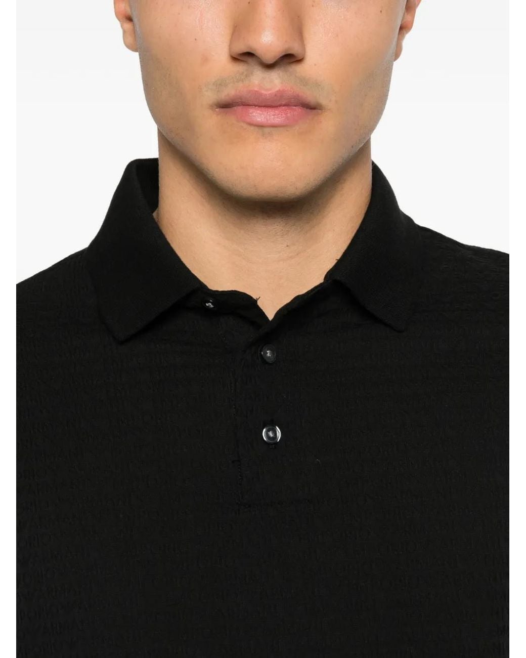 Emporio Armani Black Logo Cotton Polo Shirt for men