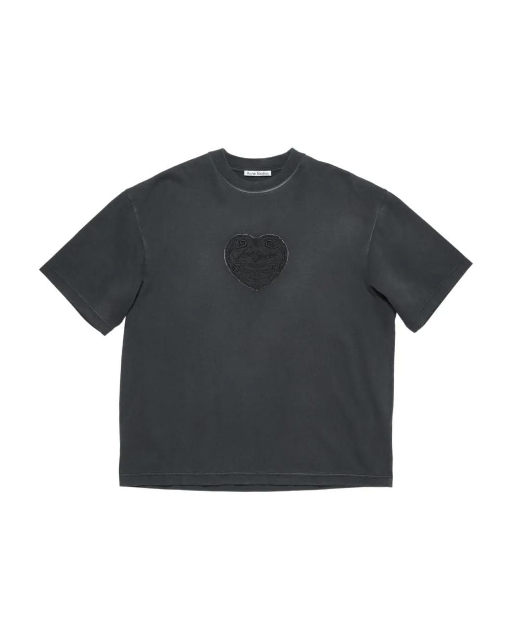 acne studios ハートTシャツ Acne Studios Heart-Patch T-Shirt in Black | Lyst