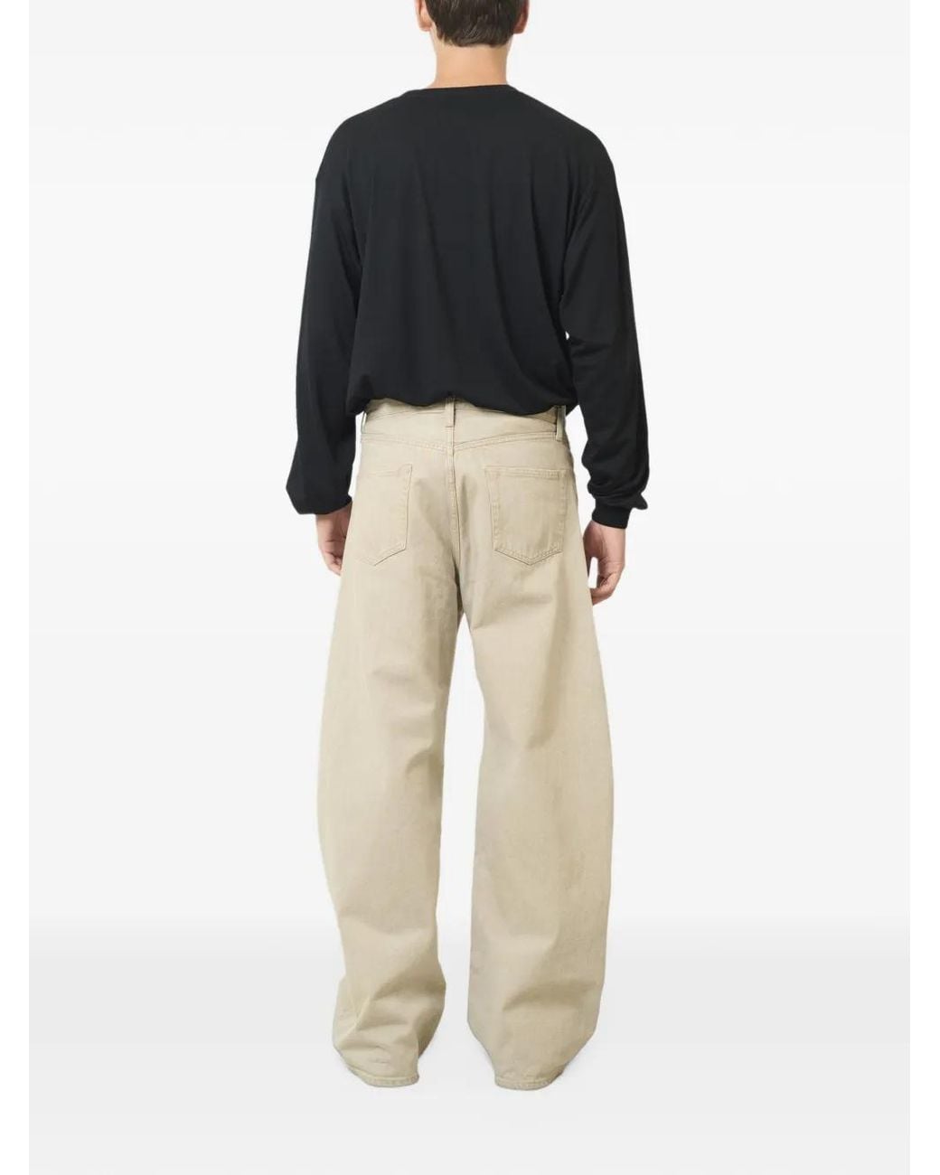 Ssstein Natural Zip-Up Wide-Leg Jeans for men