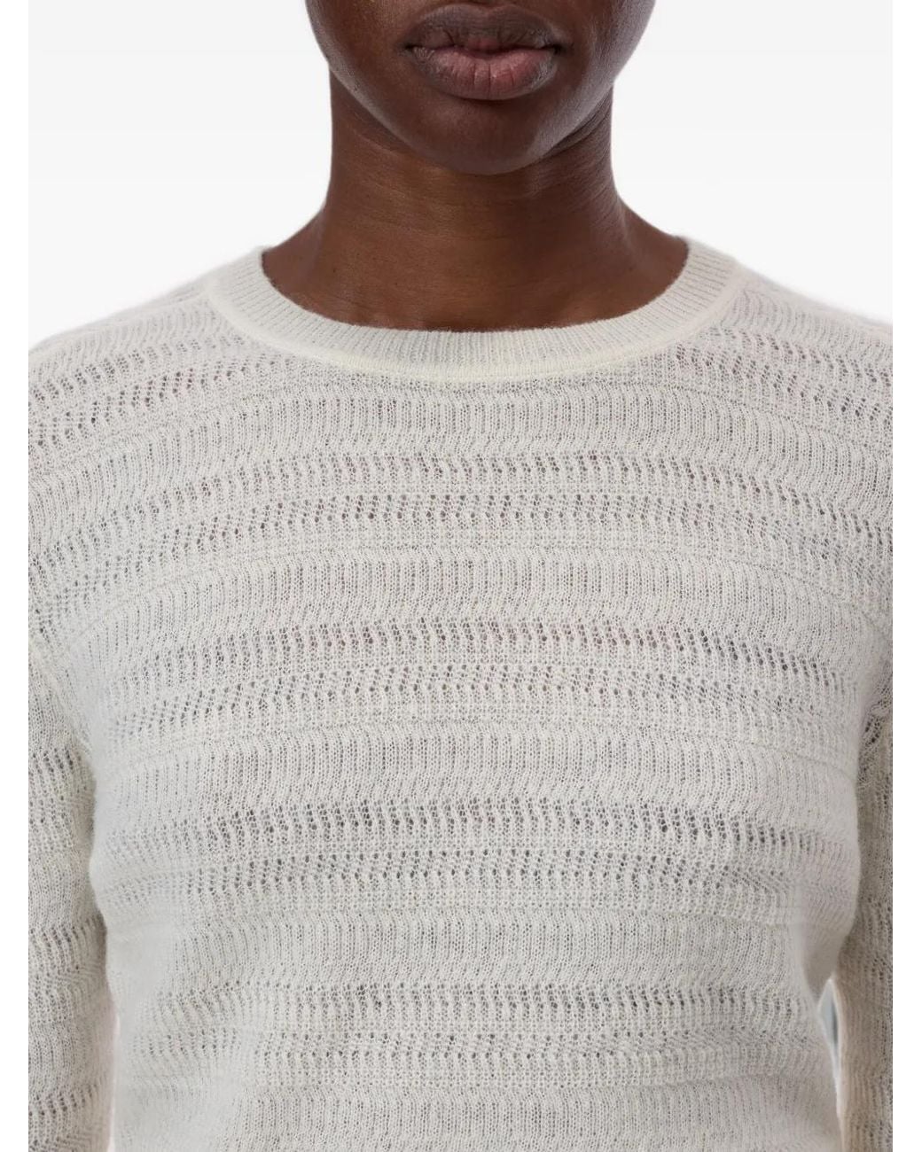 Closed White Open-Knit Long-Sleeve Sweater