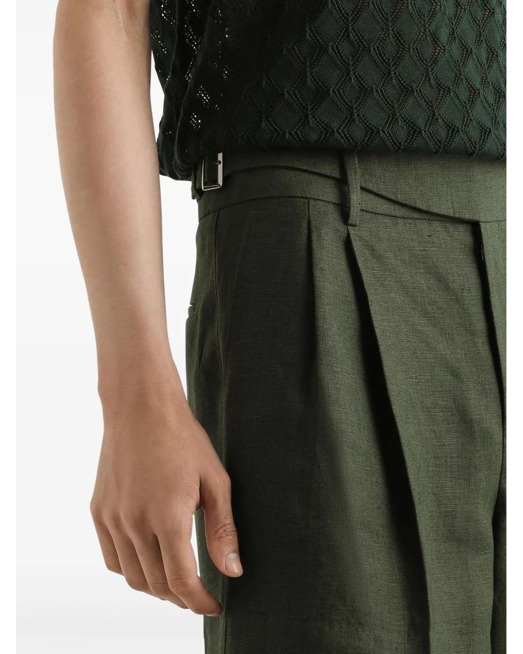 Dolce & Gabbana Green Linen Bermuda Shorts for men