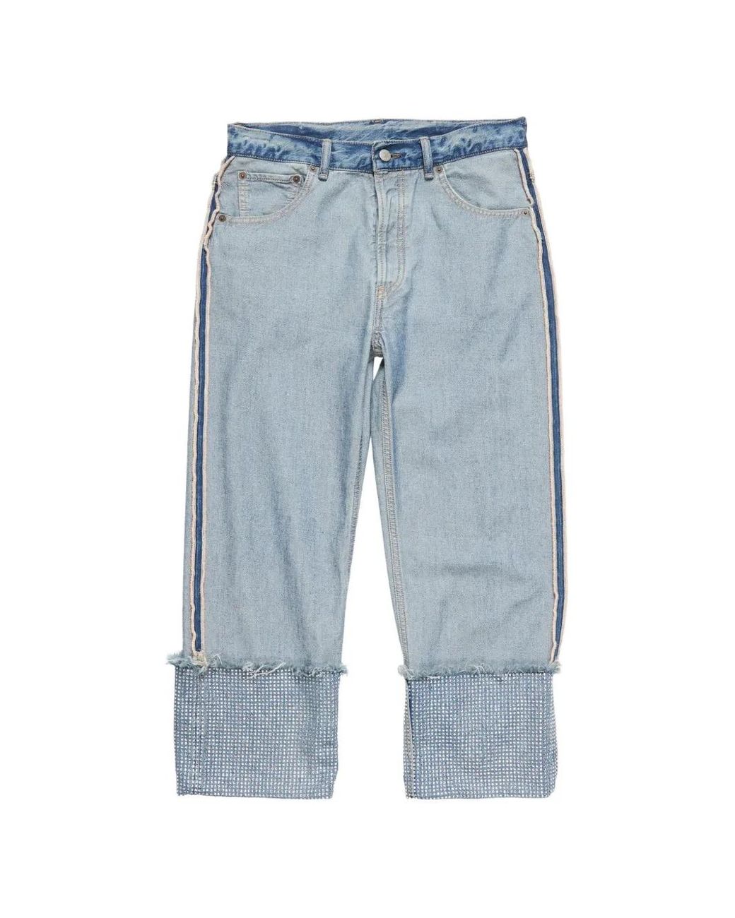 Acne Blue Side-Stripe Cuffed Jeans