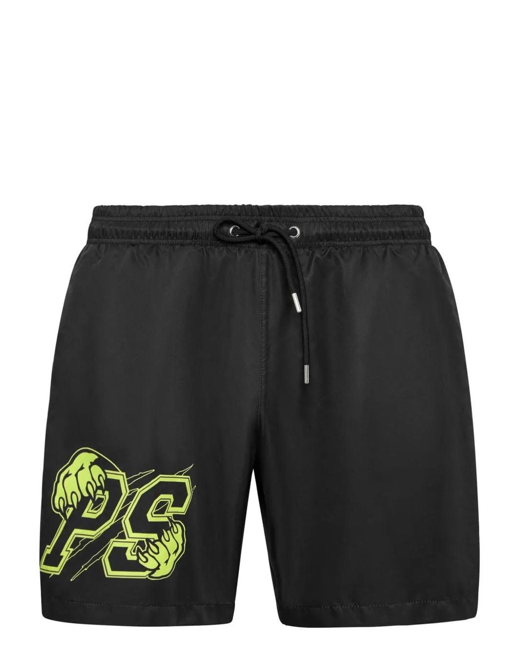 Philipp Plein Black Logo-Print Swim Shorts for men