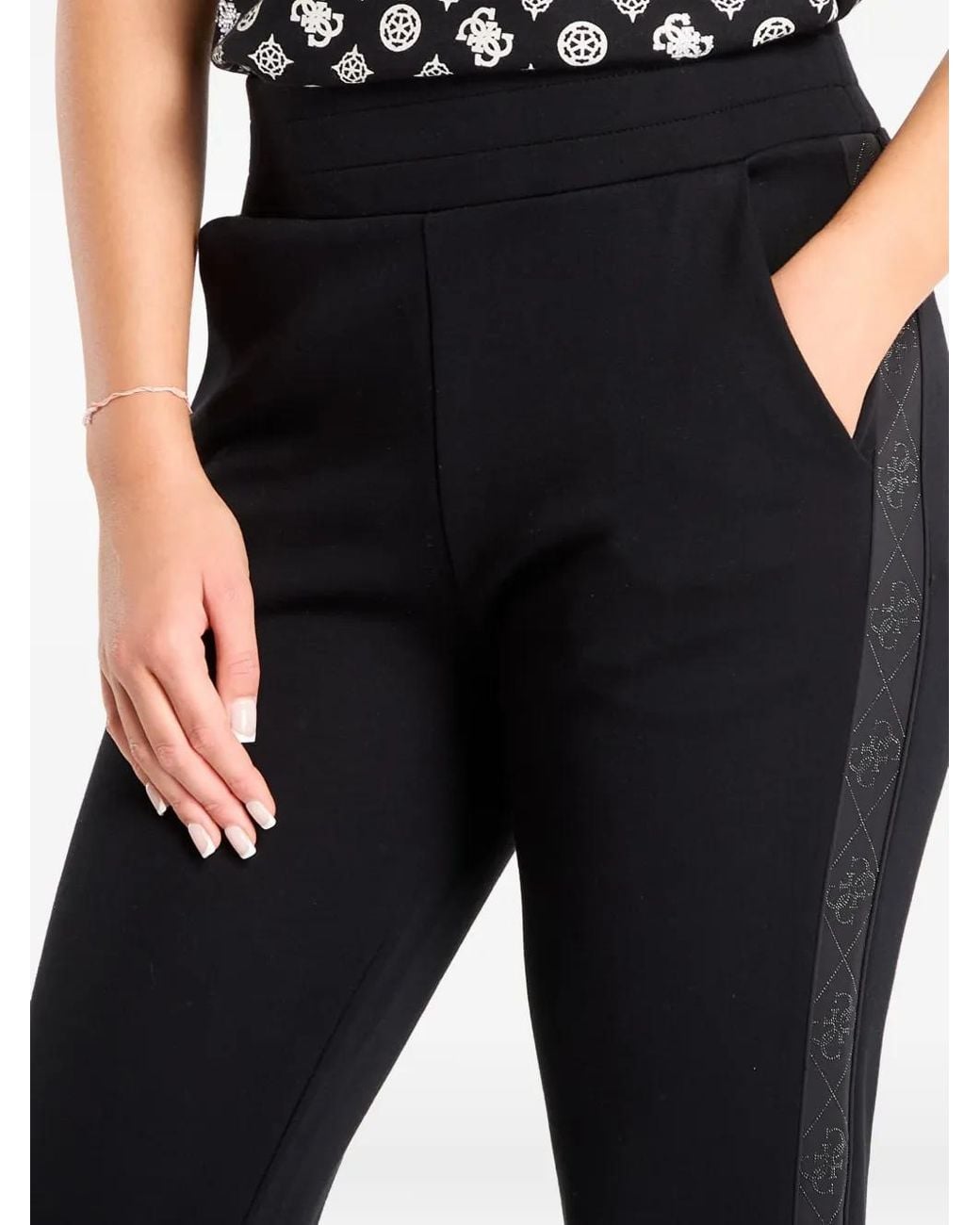 Guess Black Pantalon De Jogging À Bandes Logo