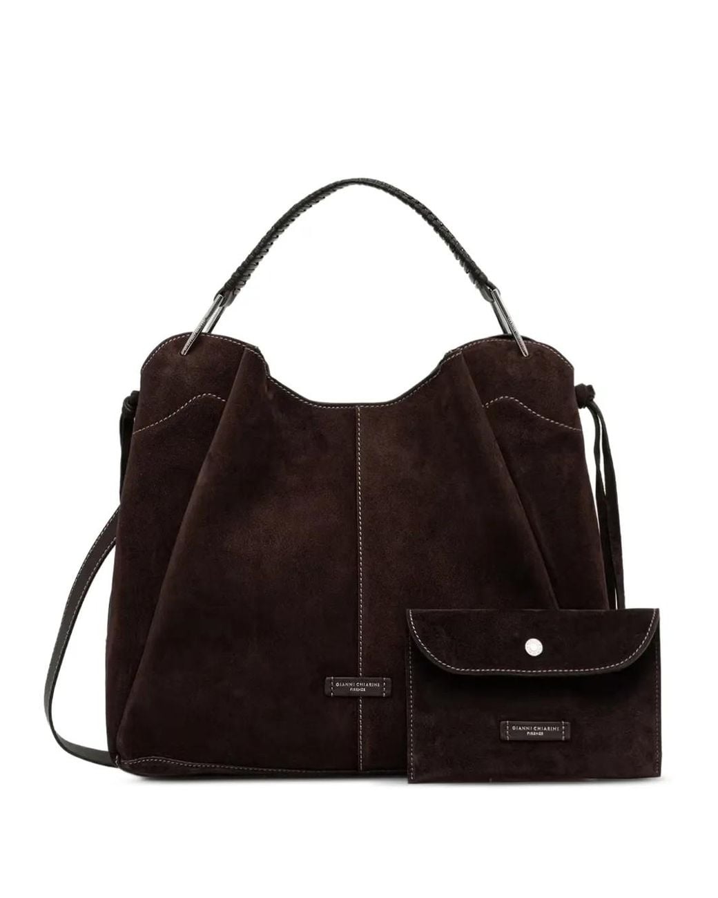 Gianni Chiarini Black Era Braided-Handle Suede Shoulder Bag