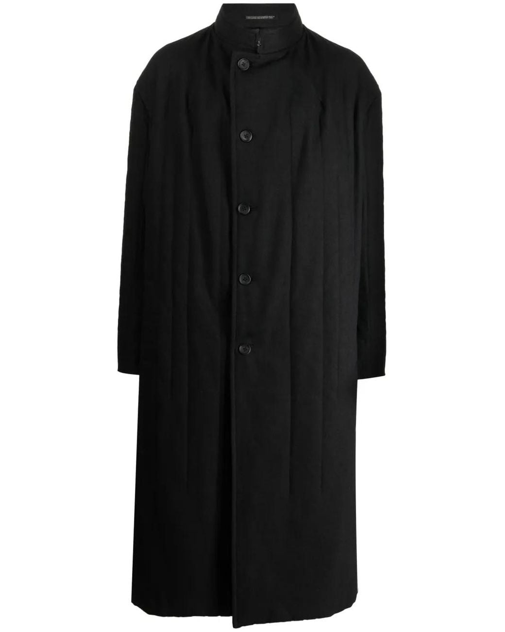 Yohji Yamamoto Black Single-Breasted Drop-Shoulder Coat for men