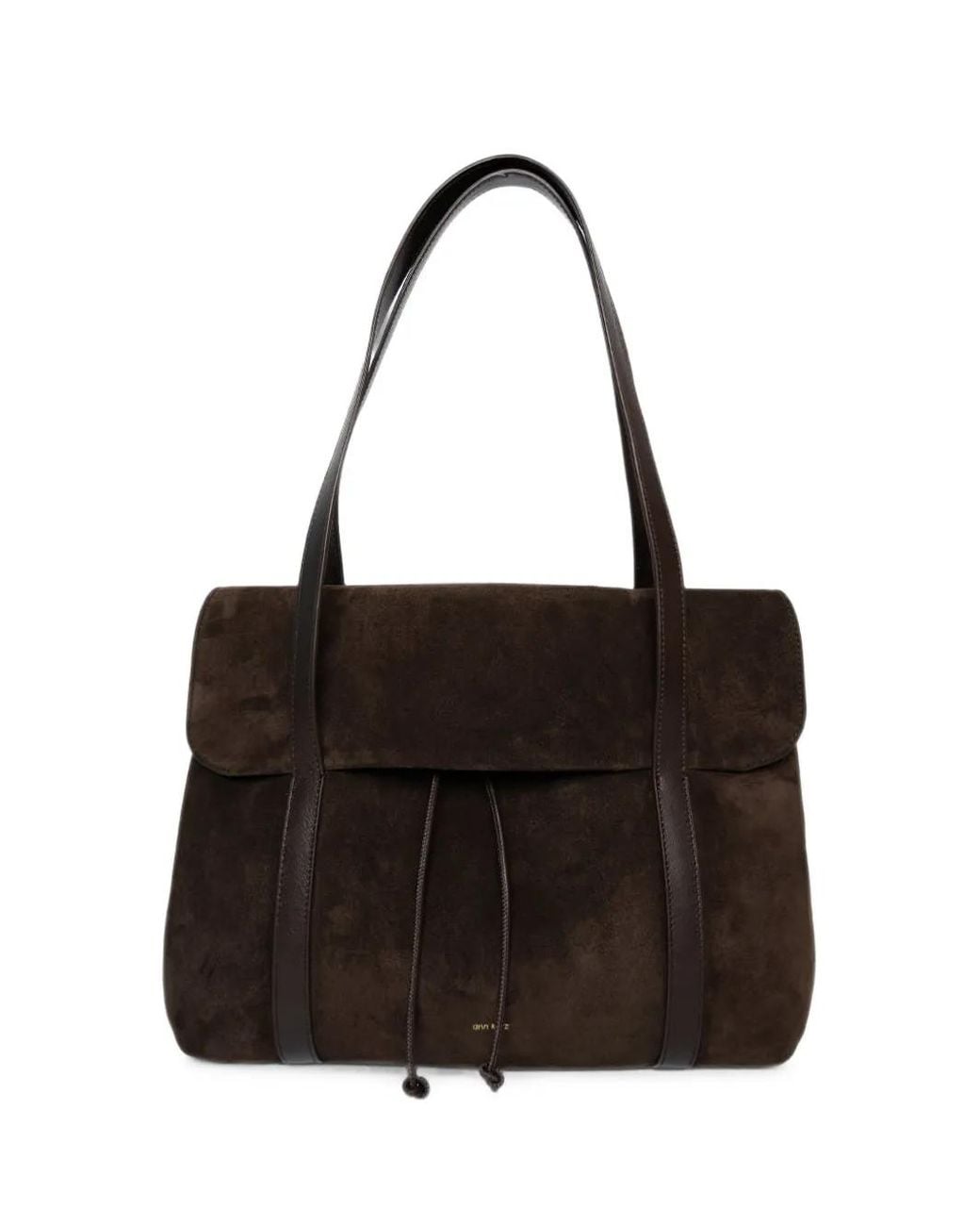 Ann Kurz Black The Greatest Drawstring Suede Tote Bag