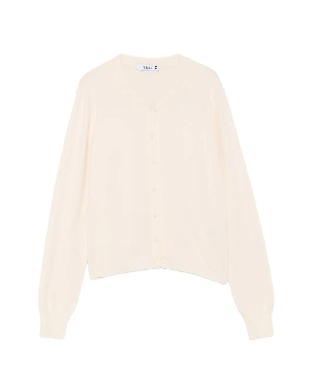 Please White Button-Up Crew-Neck Cardigan