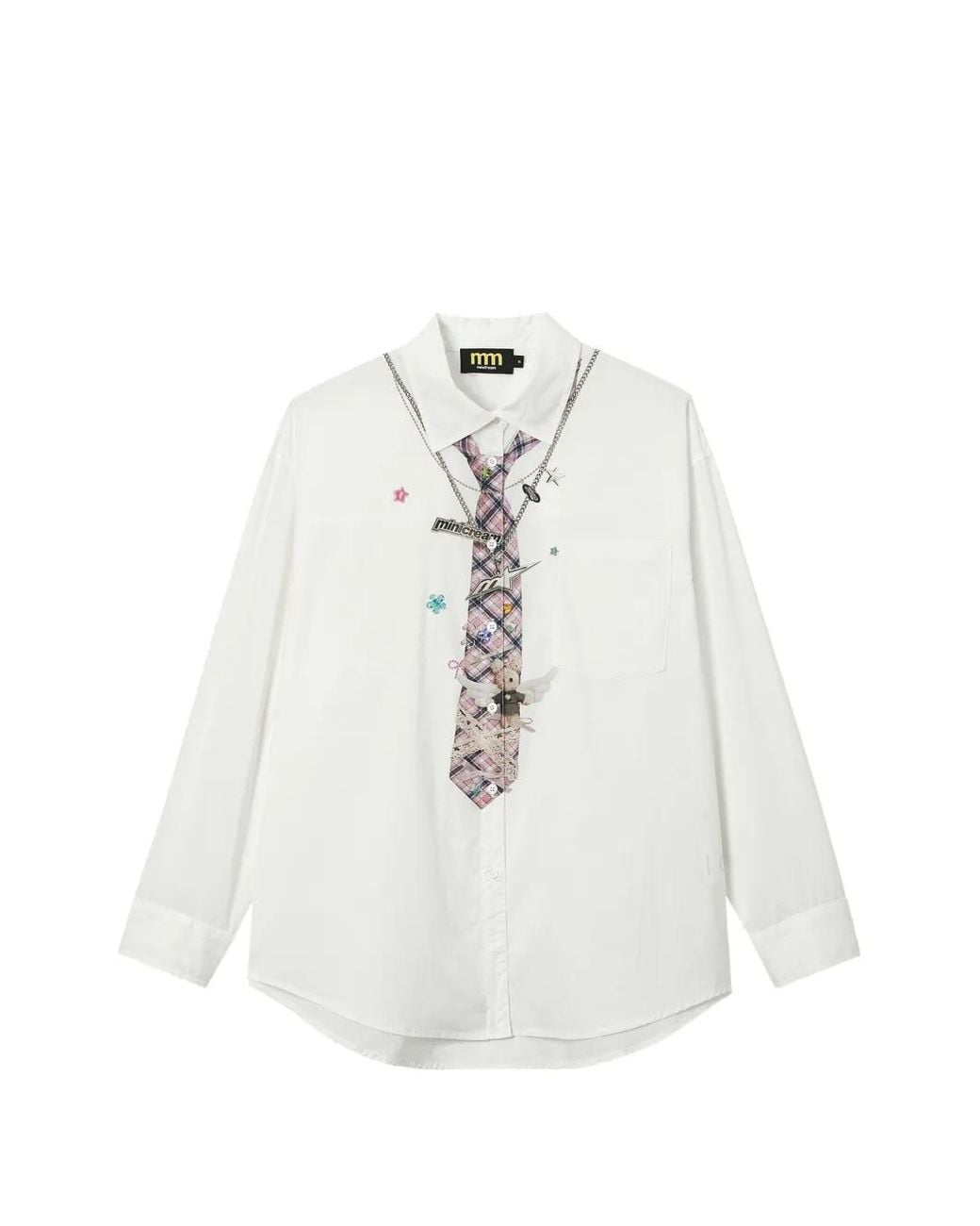 Mini Cream White Graphic-Print Shirt