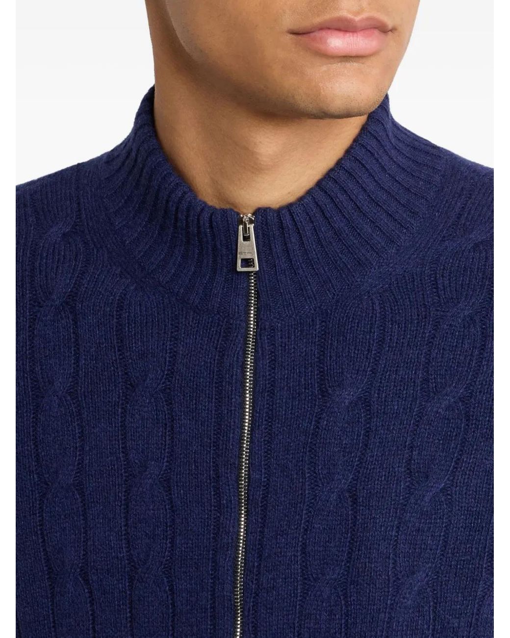 Etro Blue Plain-Coloured Cashmere Cardigan for men
